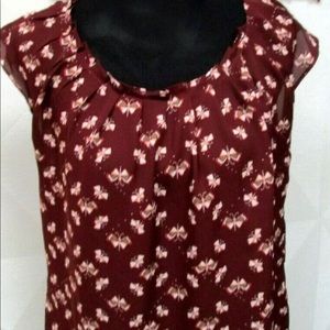 Lauren Conrad Blouse Wine multi color size large